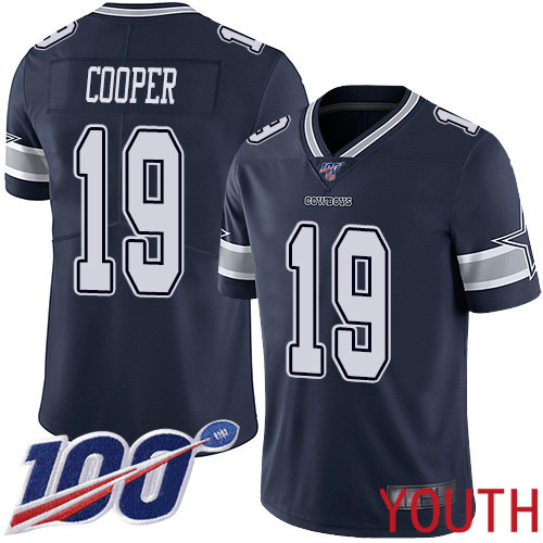 Youth Dallas Cowboys Limited Navy Blue Amari Cooper Home #19 100th Season Vapor Untouchable NFL Jersey